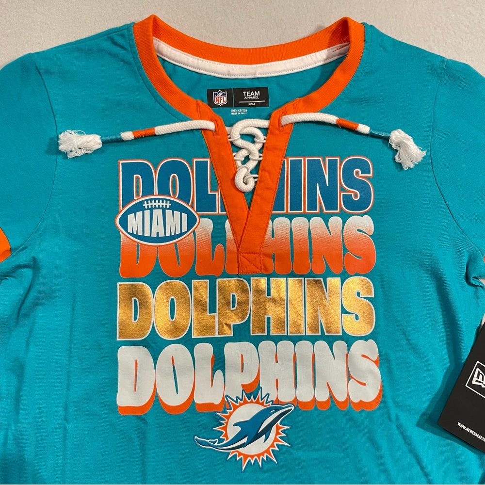 New Era Girls NFL Team Apparel Long Sleeve Size 7/8 NWT Miami Dolphins